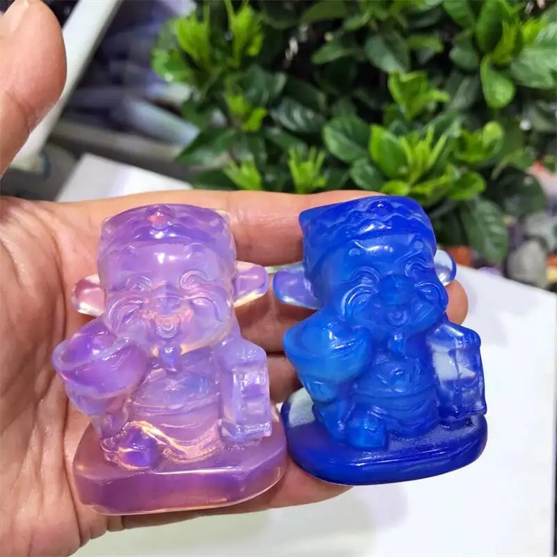 

High Quality Crystal God Of Wealth Carving Buddhism Home Decoration Energy Healing Fengshui Gemstone Collection Gift 1pcs
