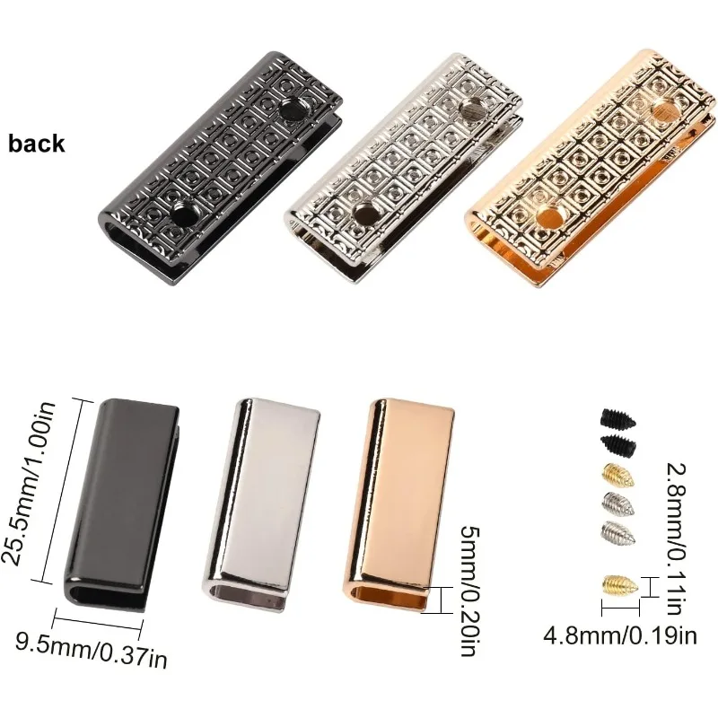 1 Box 6PCS Belt Tip with Screw Metal Belt Buckle End Tips 1 Inch Webbing Zipper Tip Strap End Caps Ribbon Findings Stopper