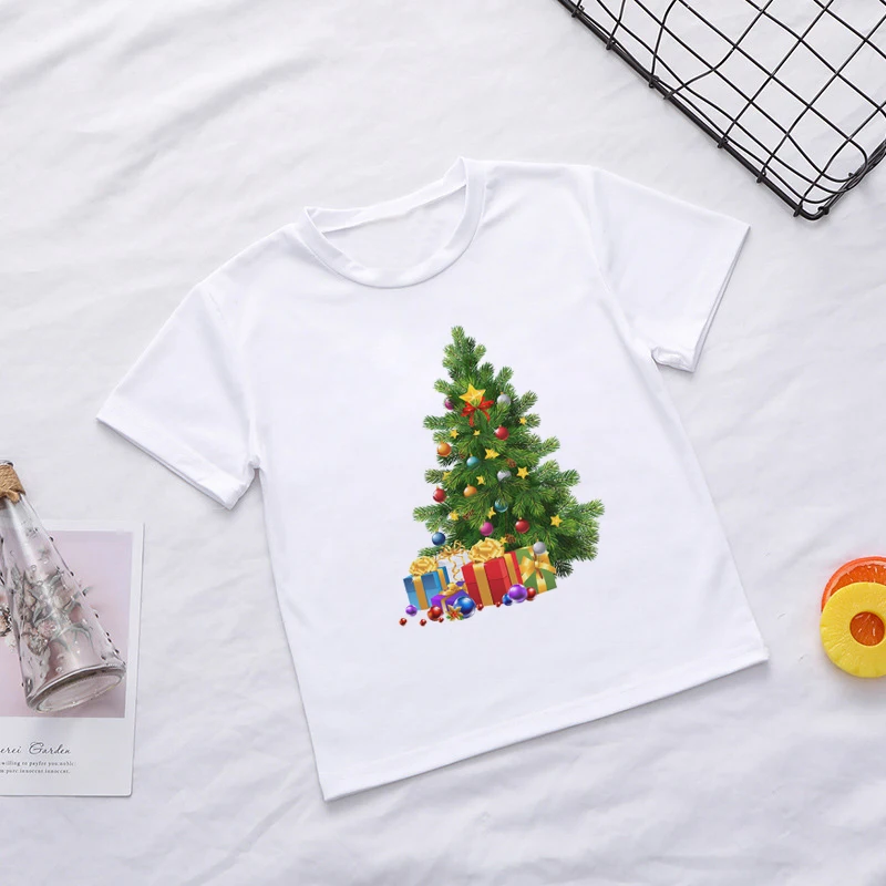 Funny Kids T Shirt Cartoon Christmas Tree Print Girl Tshirt Children Kawaii Boys Tshirts Round Neck Children's Christmas tshirt fashion boys t shirt cool car cartoon print kids tshirt summer tee kids short sleeved shirt toddler baby tshirt wholesale