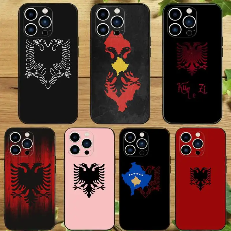 Чехол для телефона с албанским флагом для iPhone 15 14 13 12 11 Pro Max Xs Xr X 7 8 Plus 12 13 Mini, силиконовый черный чехол
