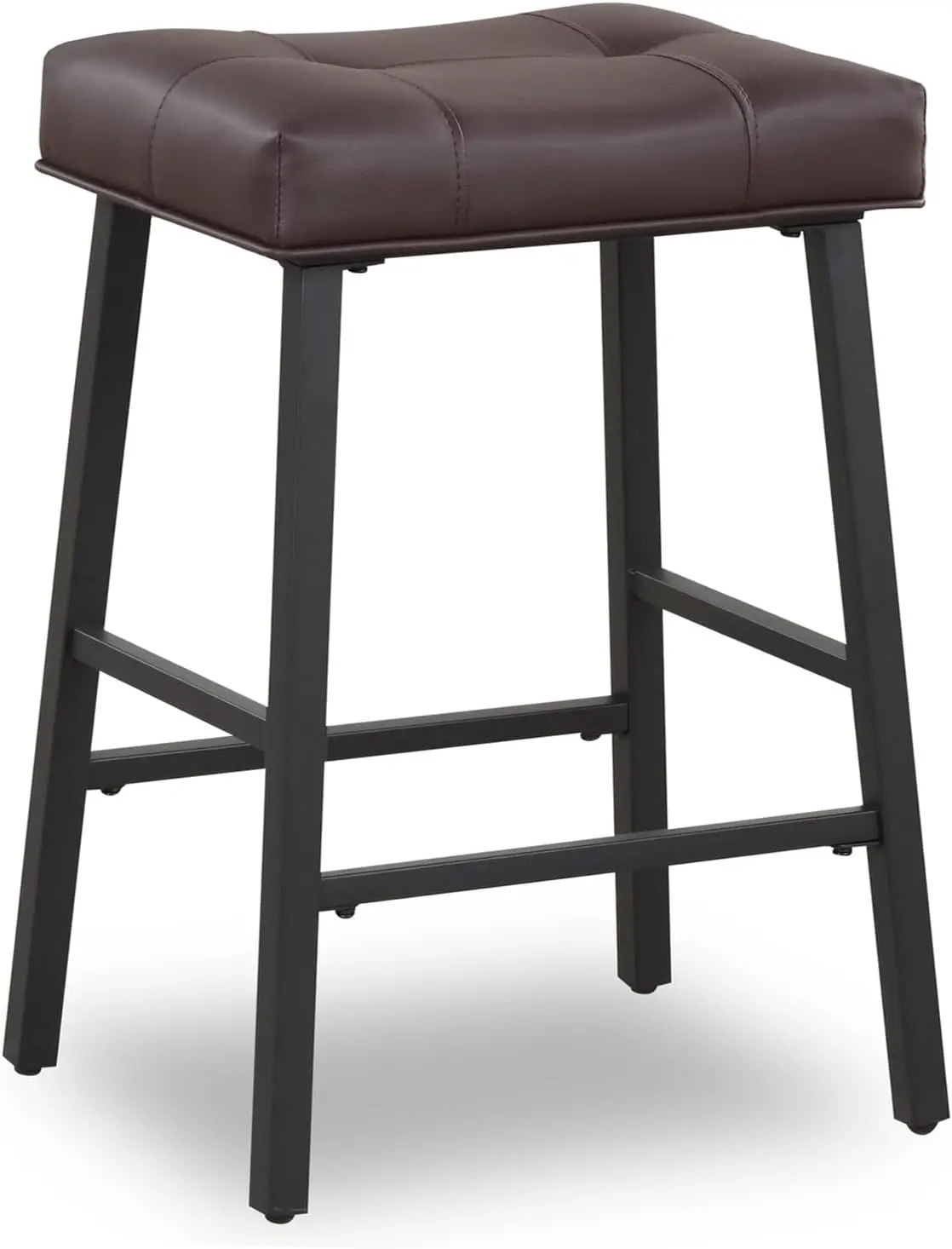 Bar Stools Set of 2 Kitchen Counter Height Saddle Bar Stools with Faux Leather Seat Padding Breakfast Kitchen Stools for Kitchen 5
