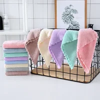 Practical Solid Color Hand Towel Coral Fleece Face Towels Hanging Towel Absorbent Towels Children Hand Towels High Quality 3