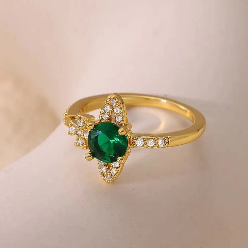 Green Zircon Planet Rings For Women