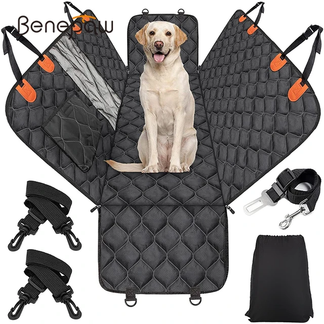 Premium Hammock Dog Car Seat Cover for Trucks with Mesh Window for Stress Free Travel, Heavy Duty, Waterproof and Scratchproof Pet Seat Cover Backseat