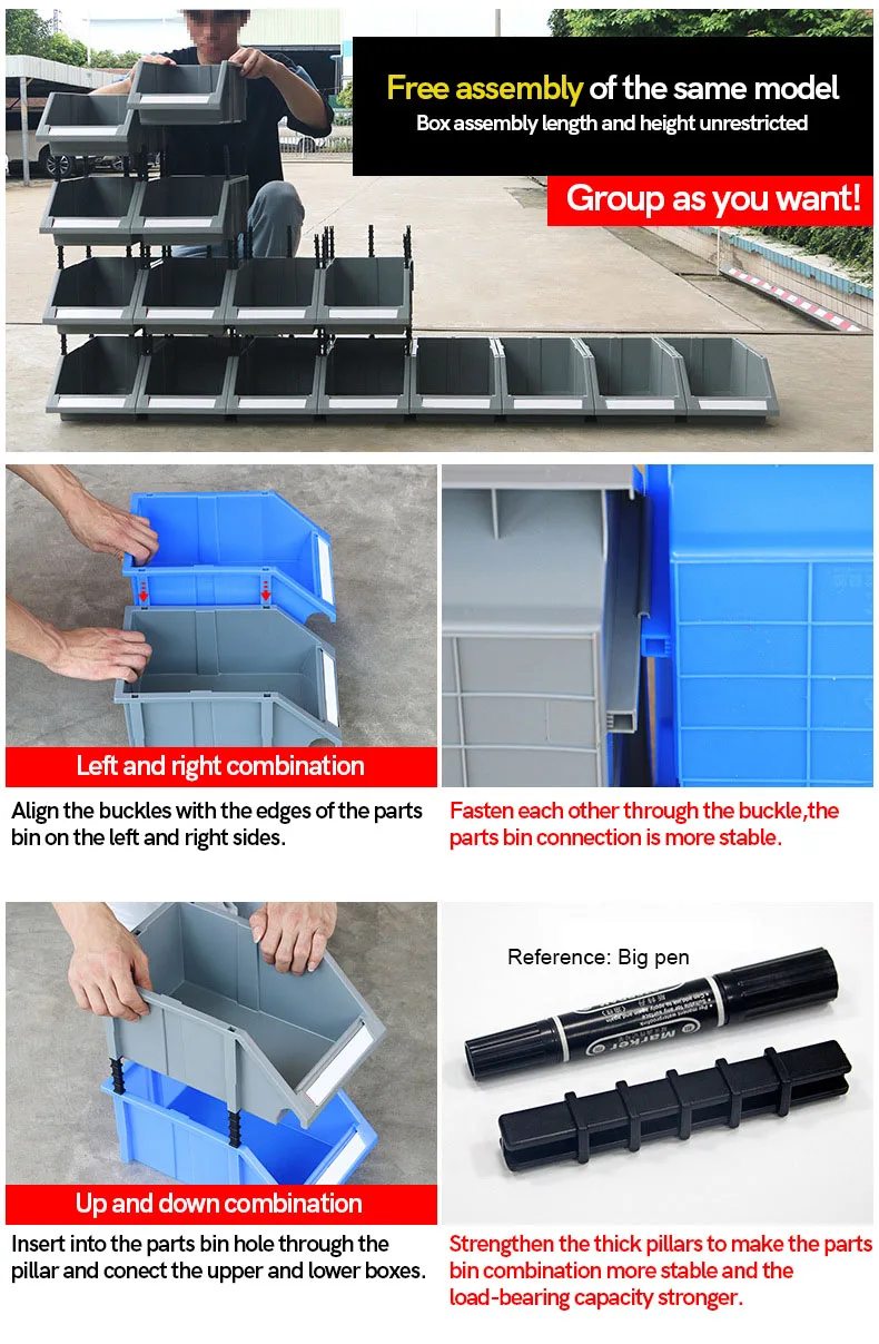 Tool Organizer X1 12Pieces Plastic stackable parts bin for warehouse Multi Tools Box tool storage bin Storage box garage tool organizer