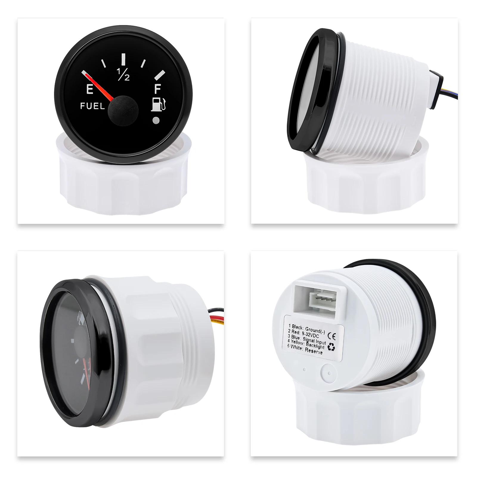 Waterniveaumeter 52 MM Brandstofmeter 0-190 Ohm Olie Tank Niveau Indicator Met Brandstofniveausensor 200 MM 300 MM 350 MM for Boot Auto RV Camper Voor het meten van het vloeistofniveau(X375mm
