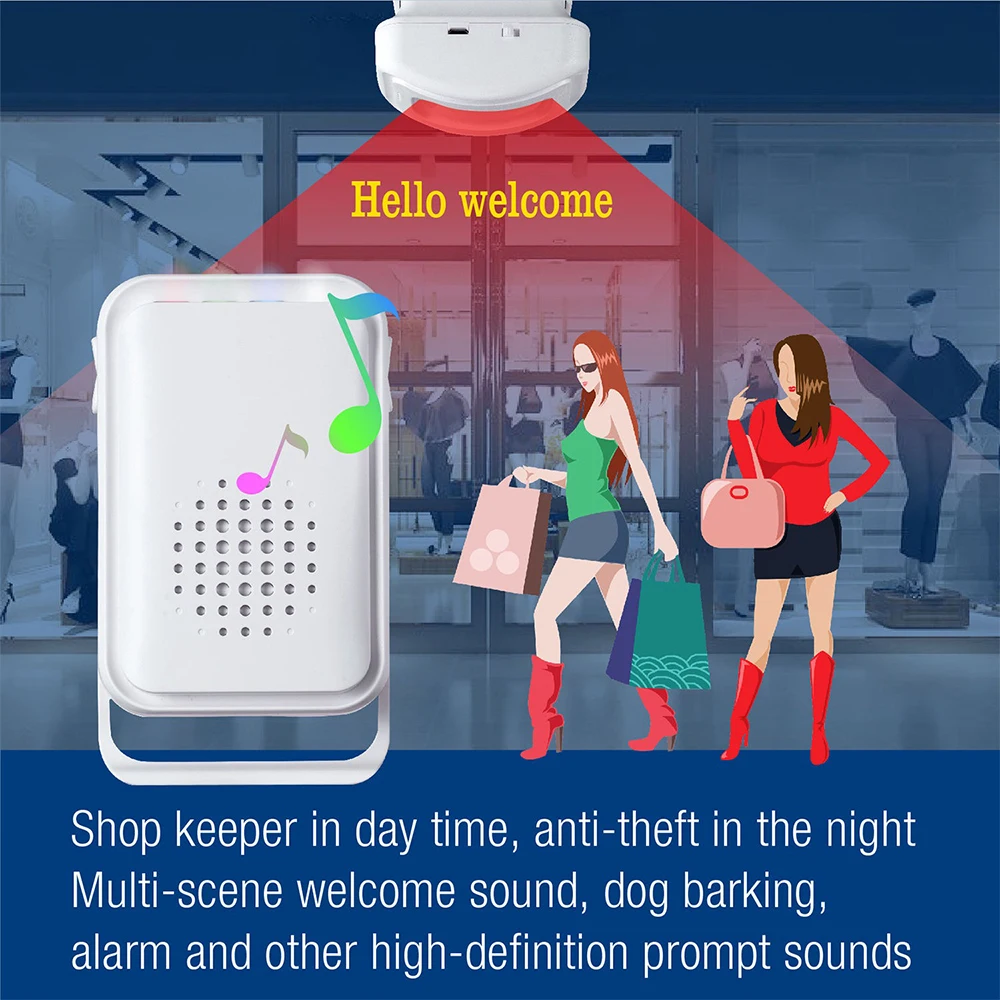 Motion Sensor Welcome Chime with 30 Ringtones for Enhanced Home Security