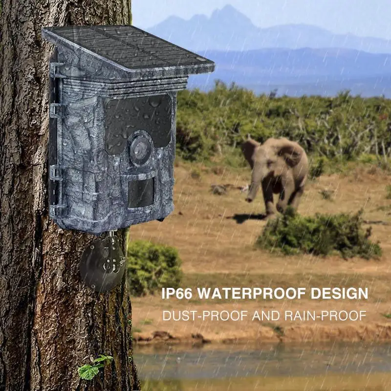 4K Hunting Camera WiFi Solar Panel Powered Trail Camera Trap Night Vision Waterproof IP66 Game Wildlife Cameras Foto Chasse