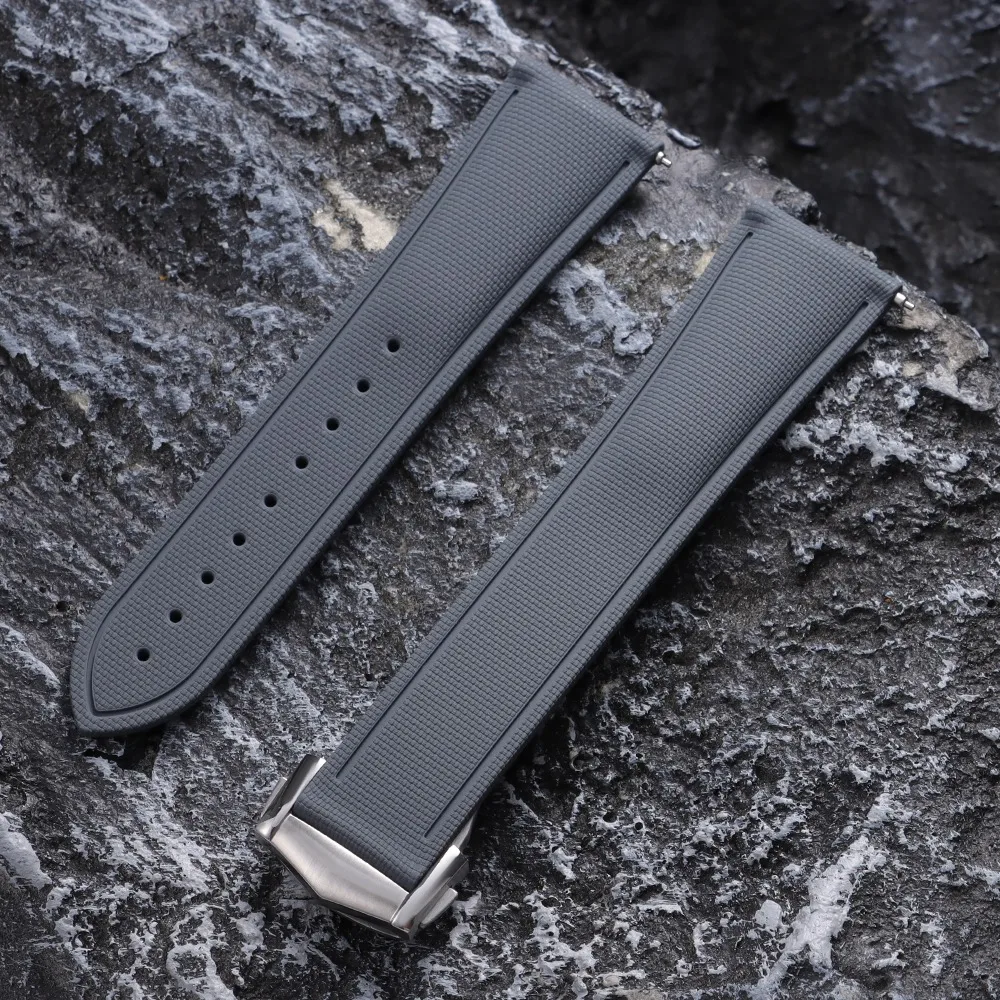 Premium FKM Rubber Woven Pattern Sports & Business Waterproof Watch Strap - High-Quality Accessory in Multiple Sizes