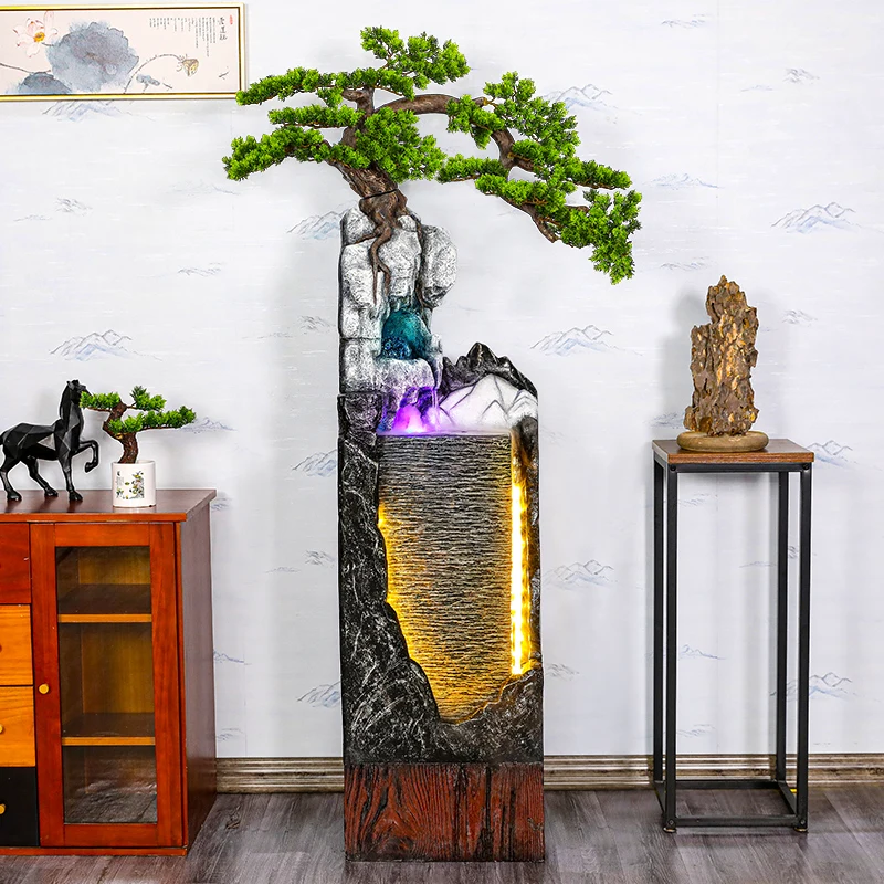 

Modern Living Room Home Decoration Hallway Artificial Mountain and Fountain New Chinese Indoor Wealth Floor Ornaments