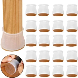 Silicone Furniture Leg Floor Protectors with Felt Pads - Non - Slip, Noise - Reducing Chair Leg Caps (Set of 4 or 8) - 20 pcs (Clear)