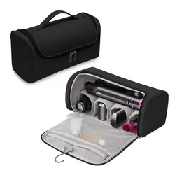 Portable Waterproof Hair Tool Storage Bag with Hideable Hook and Non-Slip Design, Large Capacity for Hair Dryers and Curling Irons (Black)