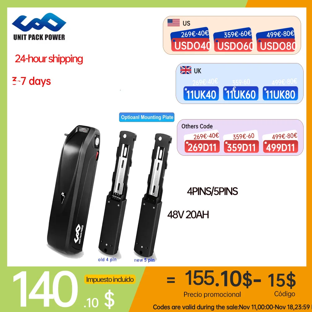 Hailong Electric Bicycle Batteria Pack 36v15ah Downtube 48V20AH 4pins 18650 Ebike Battery for Bafang 250W 350W 500W 750W 1000W lithium battery pack