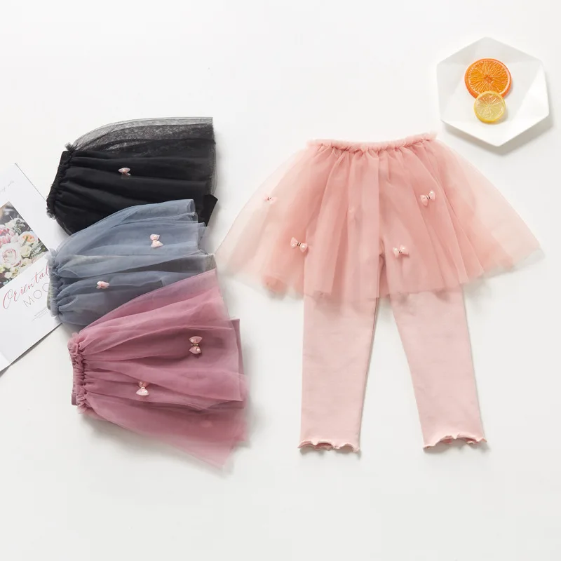 Autumn spirng bow girls bottoming children leggings dress baby kid children 3-8year lace cotton solid pant skirt 100-140 new girls pants,kids pants