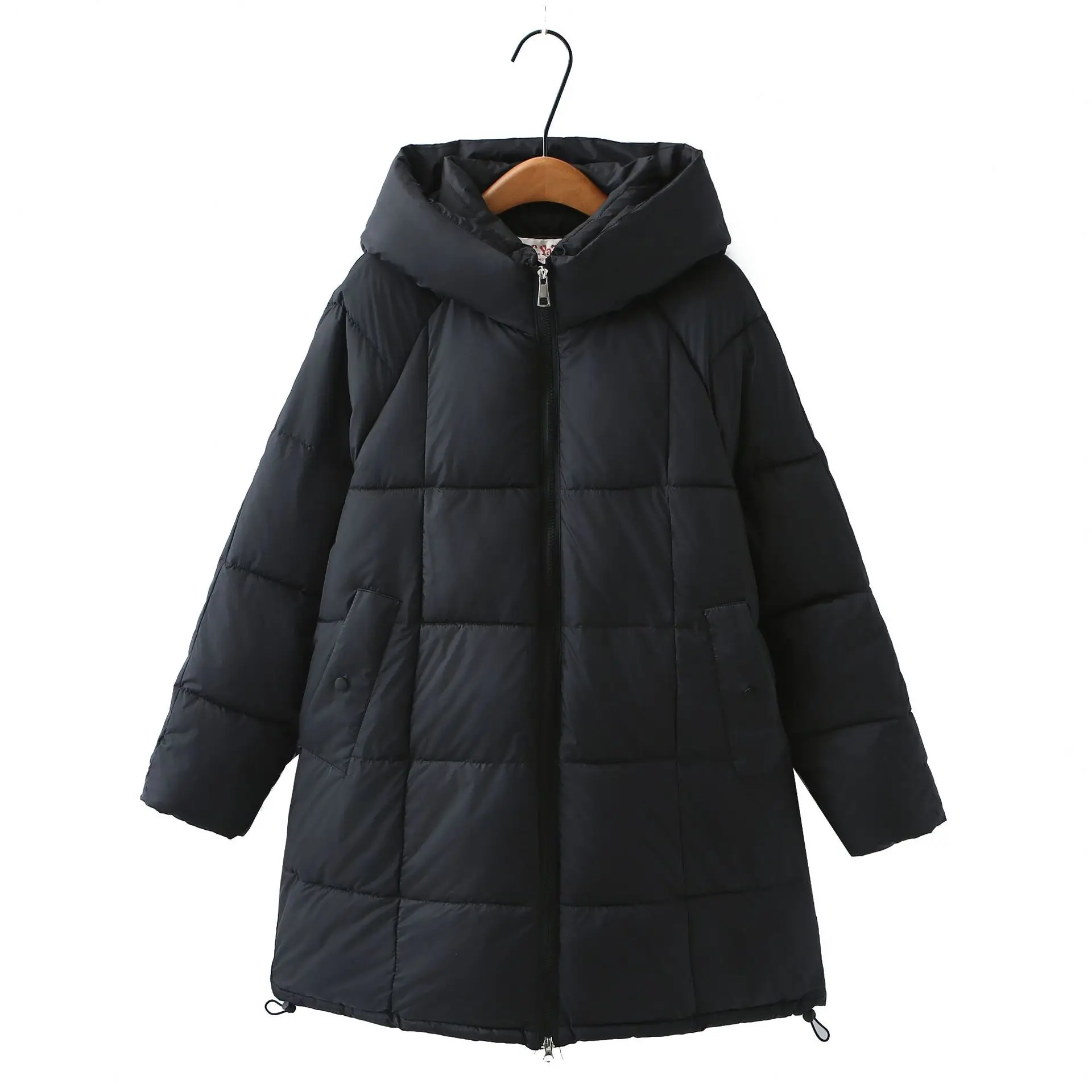 XXXXXL Fashion Plus Size Women's Parkas Winter Loose Simple Raglan Sleeves Hooded Thick Warm Long Padded Coat 6857