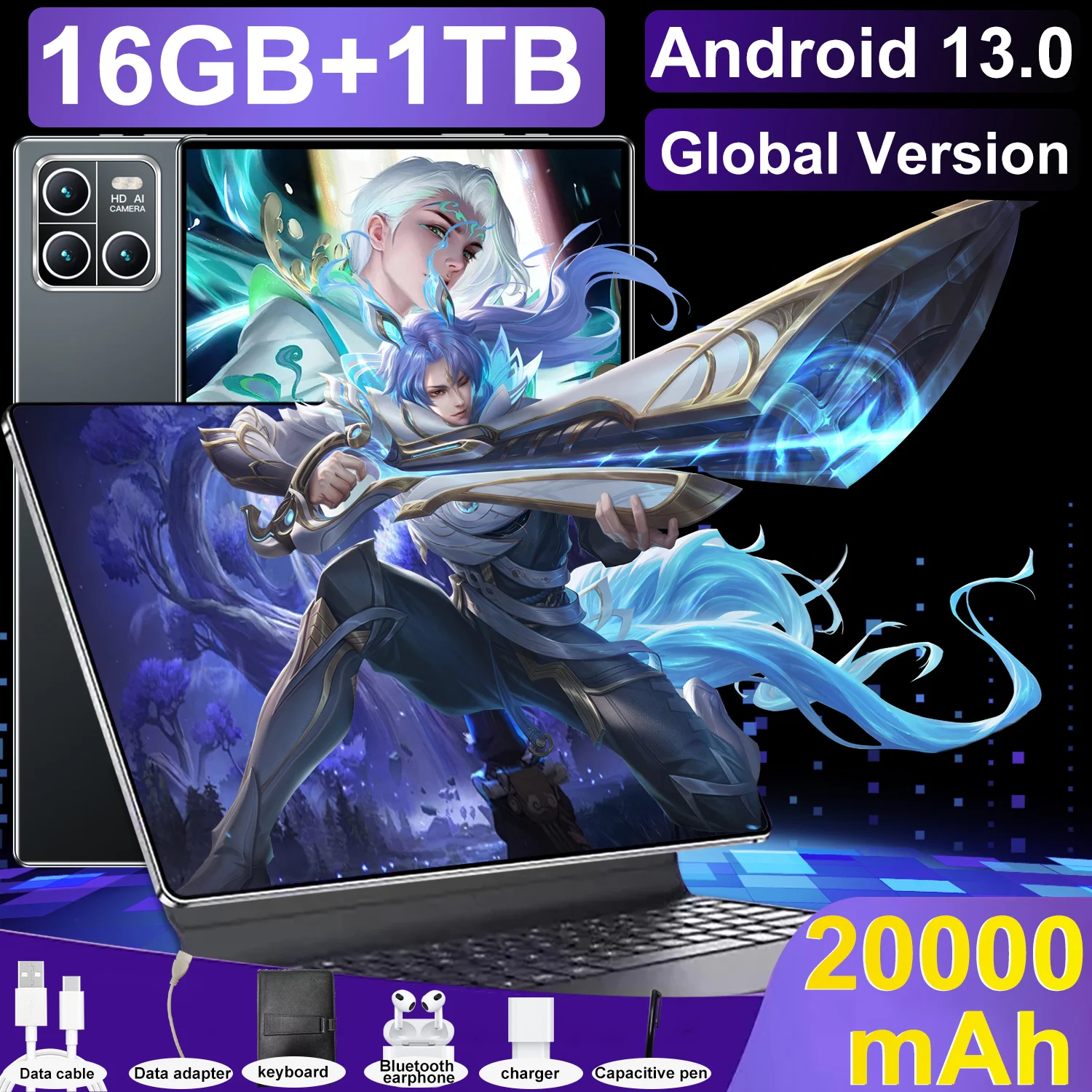 2024 5G Nuova Versione Globale Tablet Da 11.1 Pollici Android 16Gb Ram 1Tb Rom Android 13.0 20000Mah Tablet Wifi Bluetooth Di Rete