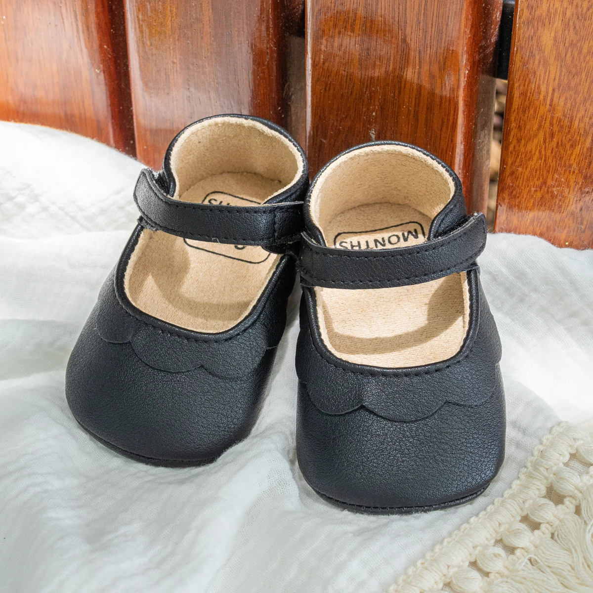 KIDSUN Baby Girls Shoes Newborn First Walkers Rubber Sole Anti-slip Toddler Princess Shoes Party Wedding Baby Girl Crib Shoes 4