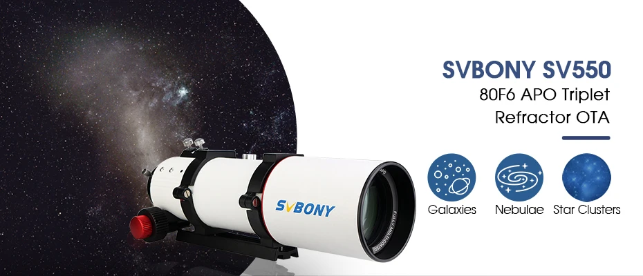 Svbony SV550 80mm APO Triplet Refraktor-Set F6 2 Zoll 1:10 Dual-Speed Fokussierer für visuelle Beobachtung – Detail 13
