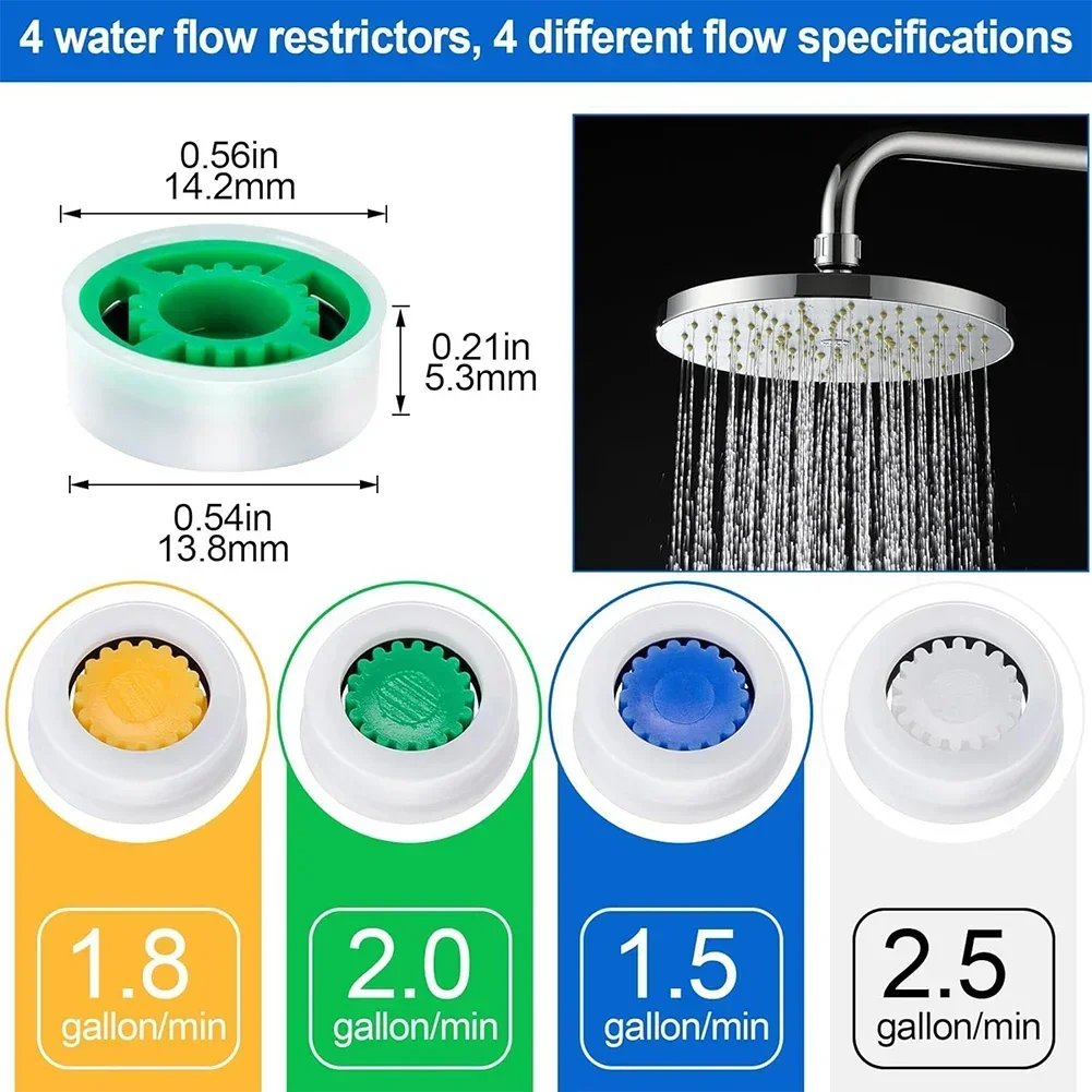 4pcs Bathroom Shower Head Water Flow Restrictor Reducer Limiter Saver Adapter Set Water Saving Bathroom Fixtures