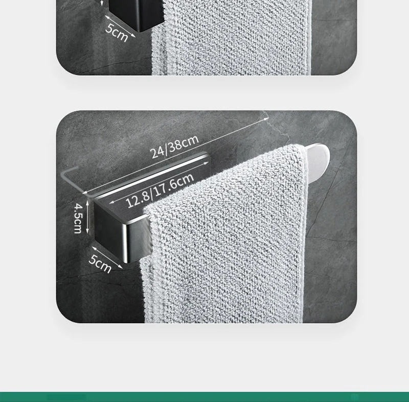 Description Picture 4 of itemTowel Holder Bathroom Wall Mounted Ring For Towels Kitchen Accessories Stainless Steel Rack Punch Free Household Organizer Rail