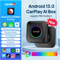 Android13 Carlinkit Carplay Android Tv Box USB A Port LED Wireless Carplay Android Auto 8-Core SDM660 4G LTE Tv Box For Youtube