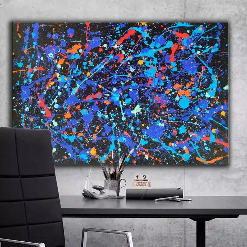 

oil painting abstract colorful painting Pollock style painting abstract wall art large abstract art,modern abstractabstract oil