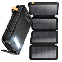 Large Capacity Solar Panel Power Bank 20000mAh Outdoor Portable Phone Charger for iPhone 17 Samsung Xiaomi