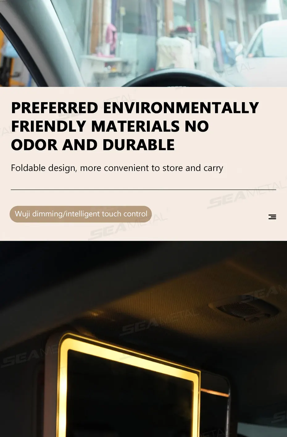 Espejo de maquillaje para automóvil con aumento 3x Espejo de tocador con visera táctil, espejo de maquillaje con carga de luz de relleno conmutable de 3 colores » Espejo de maquillaje para automóvil con aumento