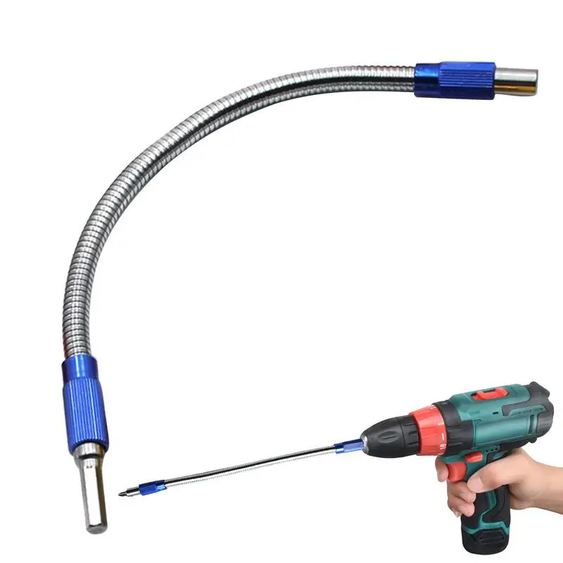 

Hexagonal Bit Holder Metal Hexagonal Shank Drill Extender Attachment 11.8-inch Flexible Shaft Universal Impact Bit Extension