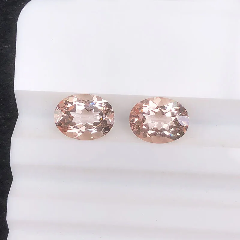 2pcs/lot High Quality Natural Stone Pink Morganite Oval Shape Facet 8x10mm Eye Clear Loose Gemstone For Jewelry Making