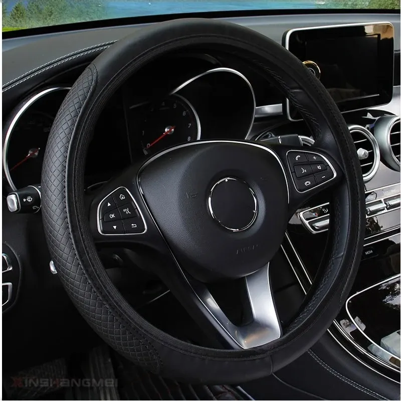Universal Car Steering Wheel Cover Microfiber Leather Protection Cover Anti Slip Breathable for 38cm Steering Wheel Protector