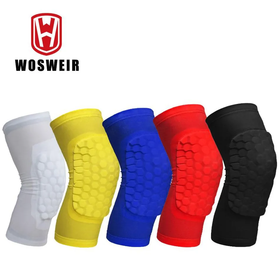 

WOSWEIR 1PC Honeycomb Basketball Knee Pads Short Design Compression Leg Sleeves Kneepad Volleyball Protector Brace Support