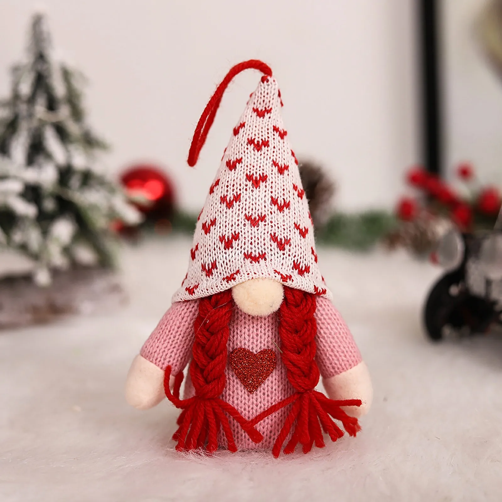 

Valentine's Day Dwarf Doll Decorative Ornament Pink Love Non woven Fabric Faceless Doll party Gift desktop luminous ornaments