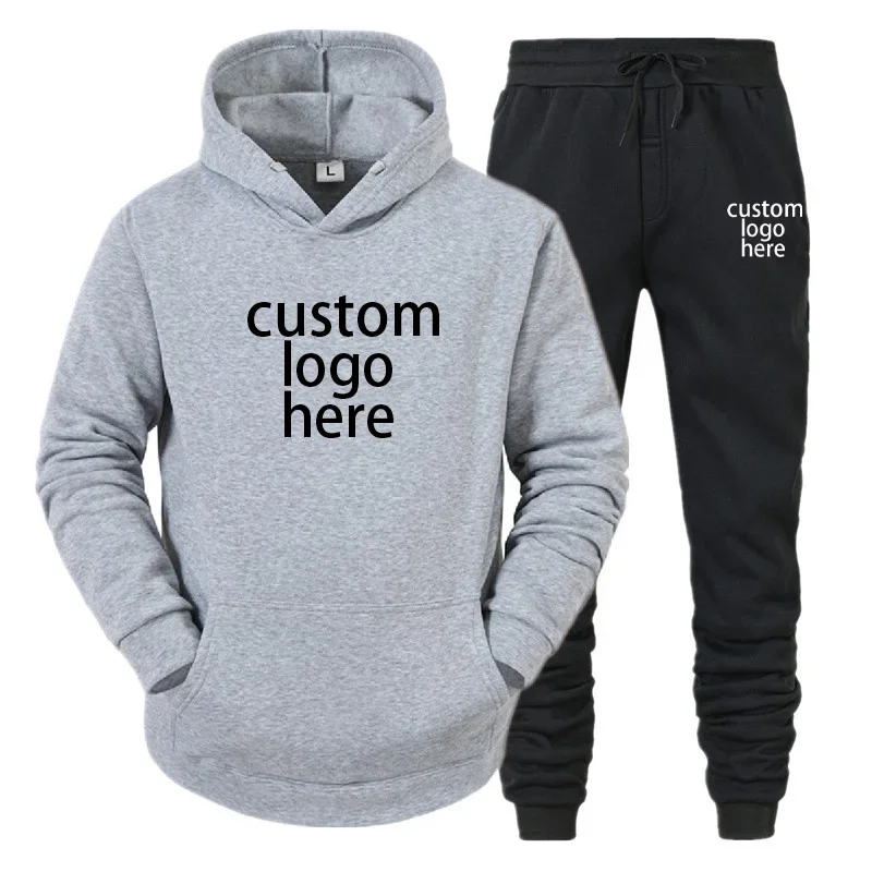 Custom Logo Sweatshirts for male Jogger Pants and Tops Casual Sets to Korean Fashion Tracksuits DIY Print Hoodies for Men Boy custom logo sweatshirts for male jogger pants and tops casual sets to korean fashion tracksuits diy print hoodies for men boy