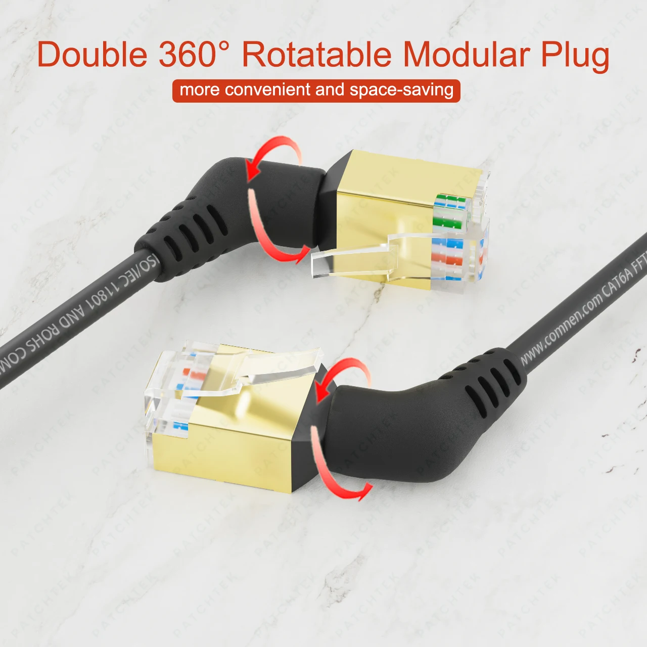 Ethernet cable COMNEN CAT6a rj45 Cable 360&deg; rotatable short Ethernet patch cord 0.2-5m Lan Slim Cable Rj45 Connector 10G UTP/FTP for PC PS4/5