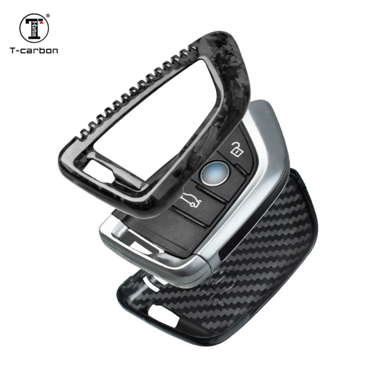 T-탄소 섬유 자동차 키 케이스 커버, BMW F20, G20, G30, X1, G05, X6, X7 에 적합, 쉘 열쇠 고리, 자동차 인테리어 액세서리