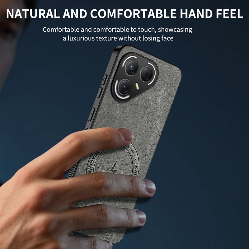 Tecno Pova 7 Pro: Stylish Leather Shockproof MagSafe-Compatible Phone Case with Ultra Magnetic Wireless Charging Cover