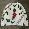 New Gothic Retro Anime Pattern Sweater Men and Women Punk Harajuku Crew Neck Y2k Sweaters Long Sleeve Pullover Tops Streetwear 2