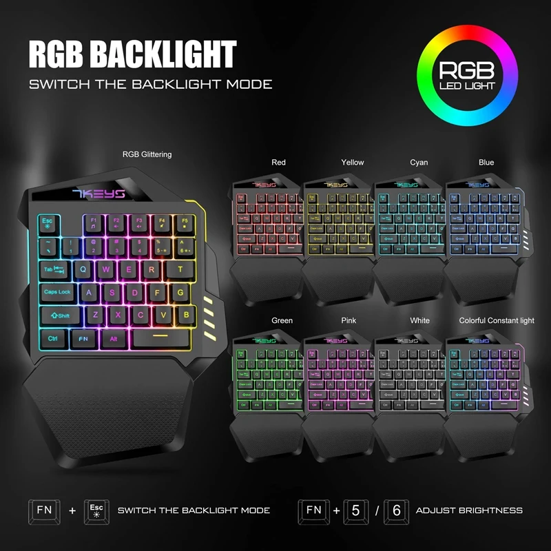 Teclado mecânico sem fio de uma mão,
