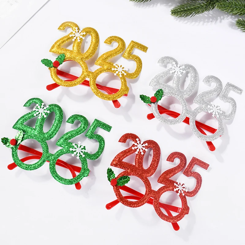 Description Picture 4 of item2025 New Year Party Glasses Christmas Photo Props Noel Xmas Decorations Kids Adult Eyeglasses Photobooth Gifts Home Supplies