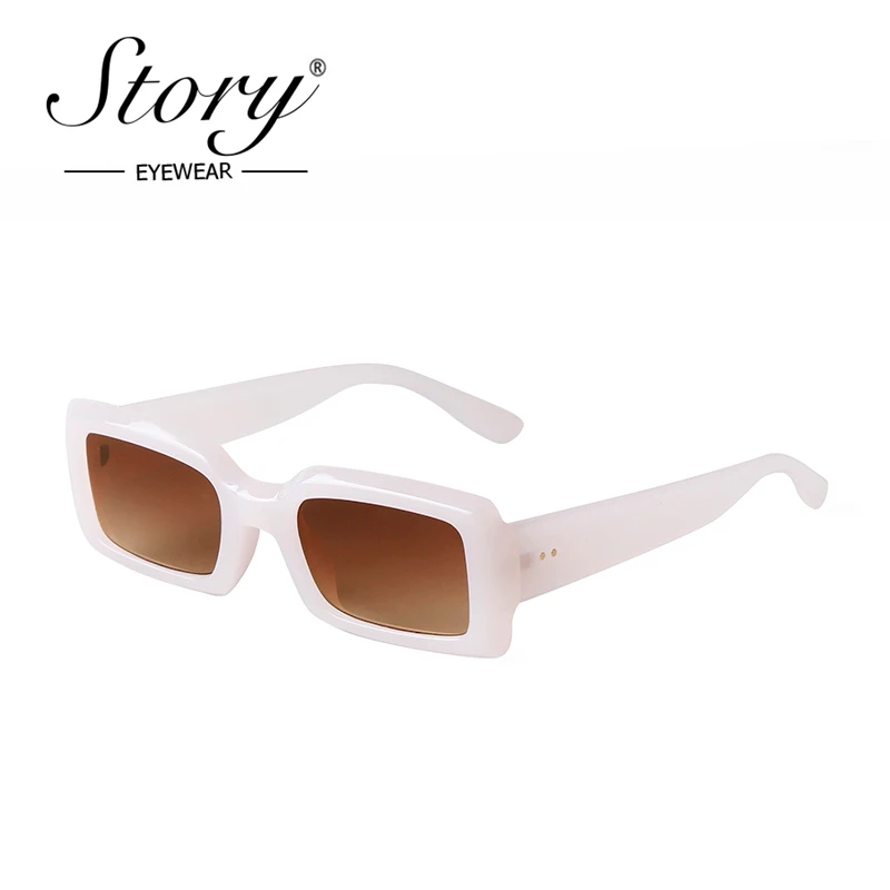 

STORY Retro 90s Nude Rectangle Sunglasses Women 2022 New Brand Trendy Jelly Pink Chunky Oversized Sun Glasses Brown Shades S2149