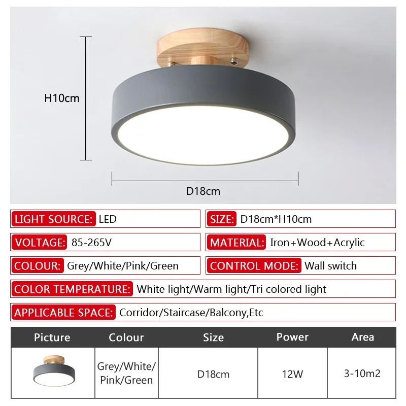 Nordic Entrance Corridor Ceiling Light Macaron Wooden Circular Balcony Staircase Study Bedroom Bathroom Decoration Pendant Light