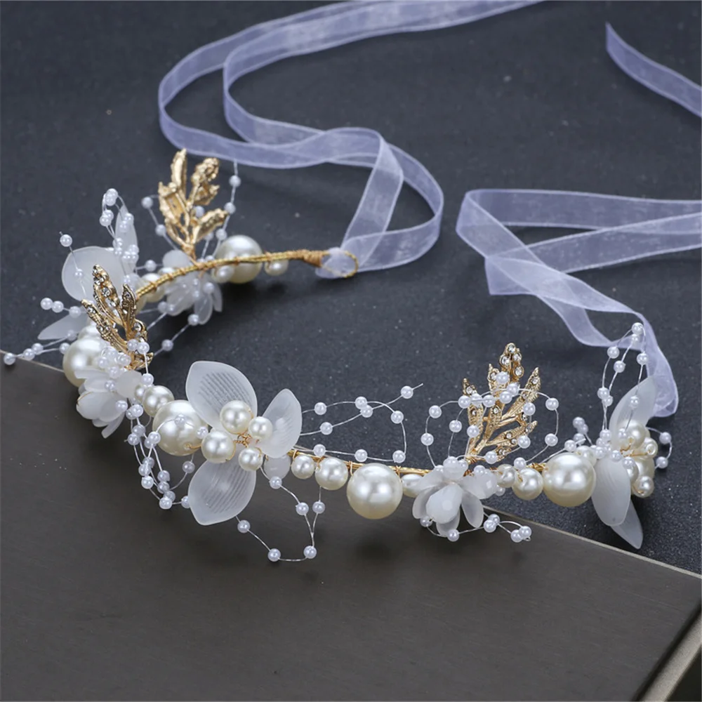 ZAFILLE Girls Crown Hair Band Birthday Party Children Pearl Wreath Baby Wedding Accessories Princess Kids Girl Headdress Jewelry