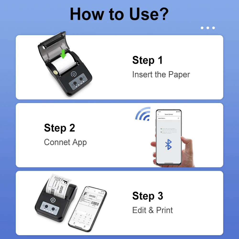 Printer Label Nirkabel 58Mm Printer Termal Bluetooth Printer Penerimaan  Mini untuk Ponsel Android POS PC Pembuat Tagihan Saku