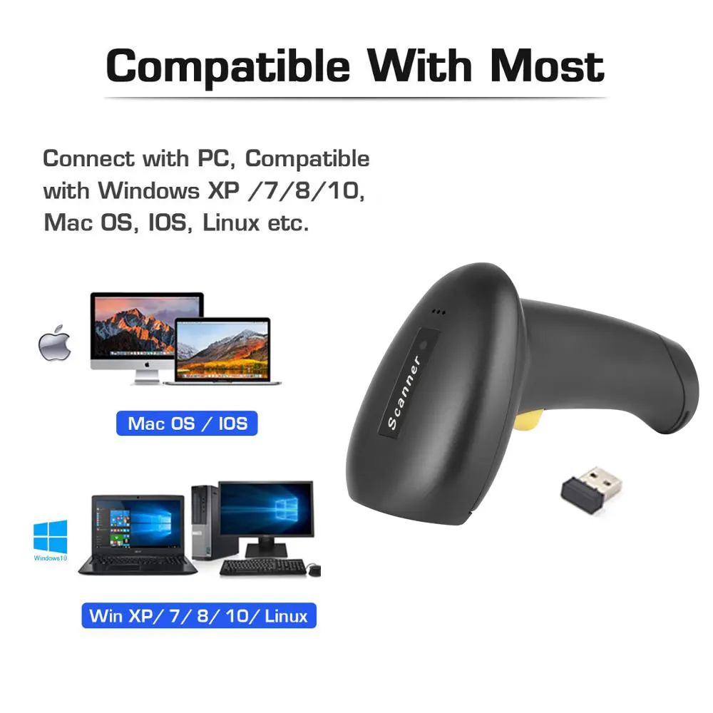 Barcode scanner Holyhah 1D&2D handheld barcode bar code scanner reader QR PDF417 2.4G wireless &wired USB A30D