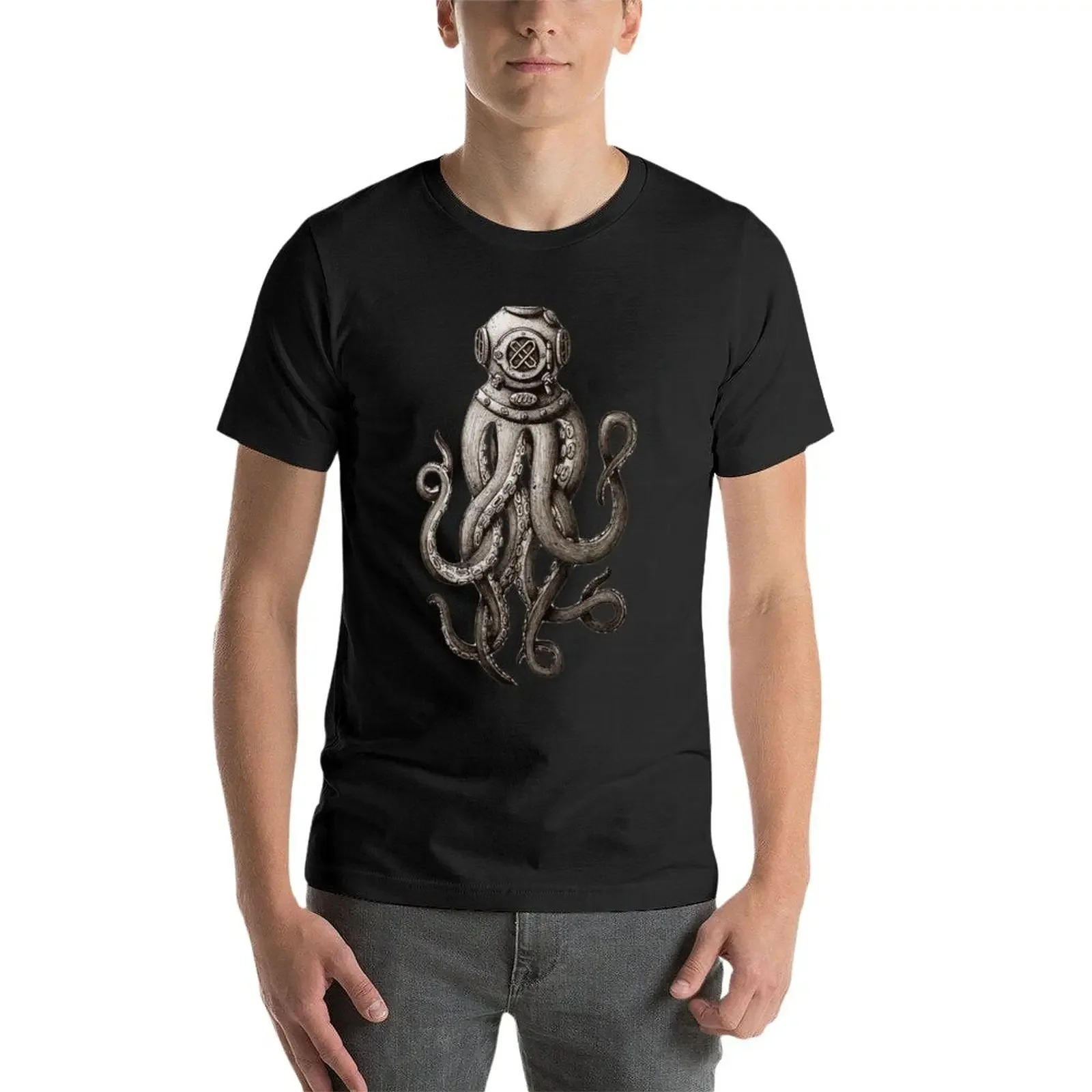 Strange Vintage SCUBA Diving Octopus Kraken T-shirts and Gifts T-Shirt tees summer tops plain t shirts men