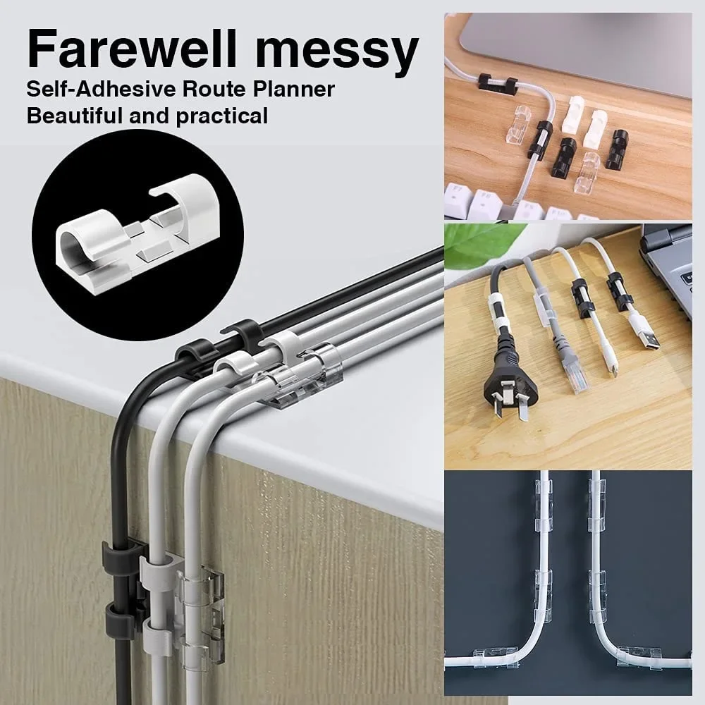 20pcs Cable Organizer Clips Desktop Wall USB Cable Management Wire Winder Manager PC Cellphone Charging Data Line Winder