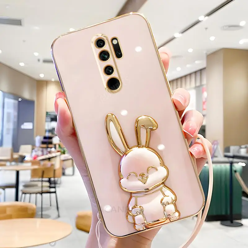 thumbnail image 1 of Note8pro Plating Rabbit Holder Lanyard Case On For Xiaomi Redmi Note 8 Pro 8pro 9 9s 7 8t Redmi9 Silicone Stand Cover Note8 2021, 1 of 5
