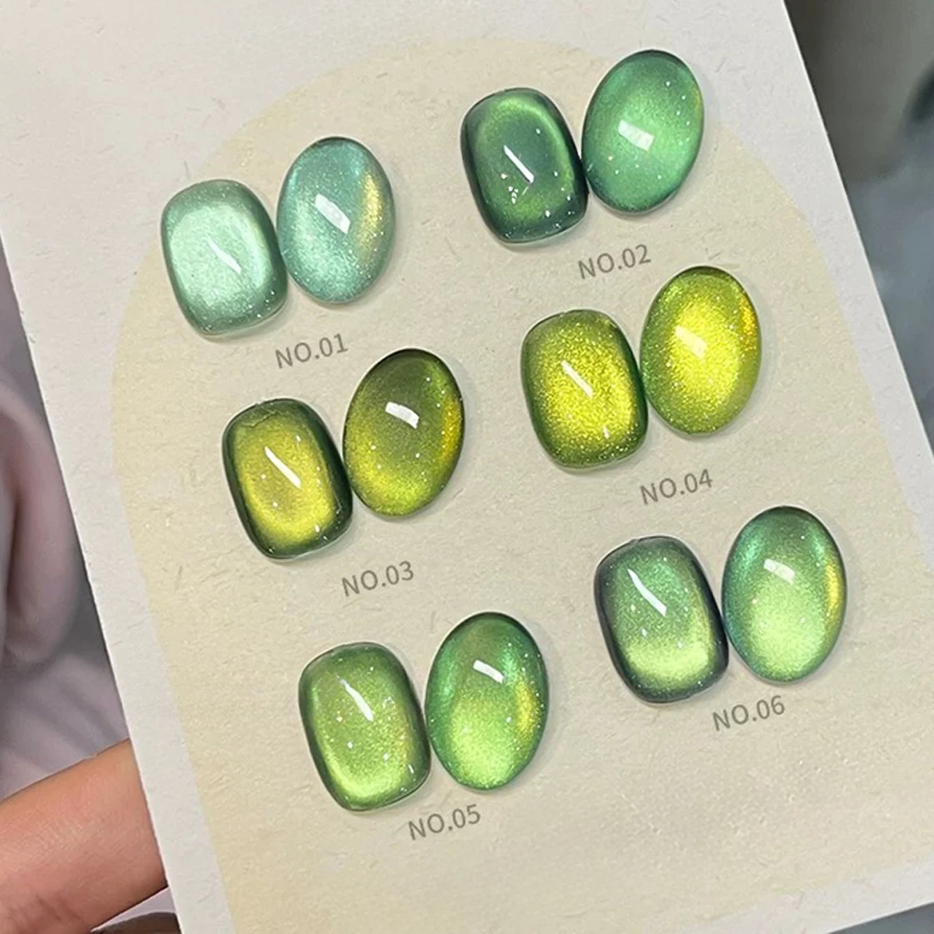 12ML Strobe Green Cat Eye Magnetic Gel Polish - Summer Nail Collection