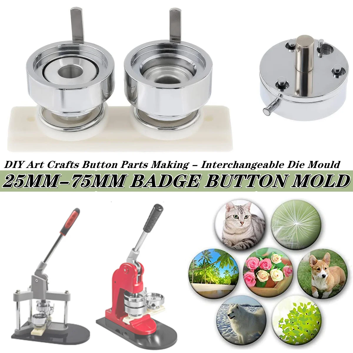 DIY Round Badge Making Dies Molds 25MM-75MM Badge Button Maker Die Mold for Button Pin Press Maker Machine Punching Mould